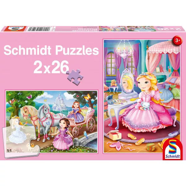 Mesebeli hercegnők 2 x 26 darabos puzzle