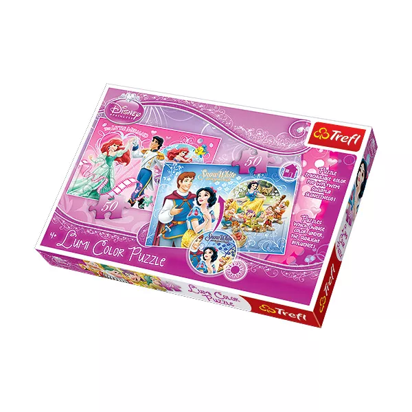 Disney hercegnők: Hófehérke és Ariel 2 x 50 darabos színváltó puzzle