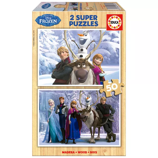 Disney hercegnők: Jégvarázs 2 x 50 darabos fa puzzle