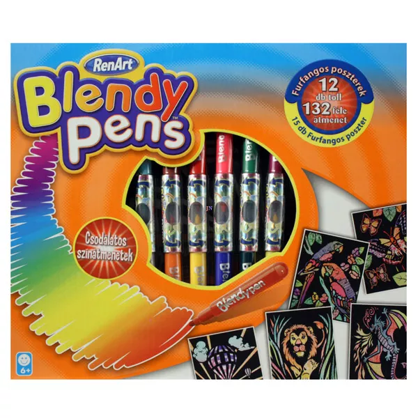 Blendy Pens: színátmenetes filctollak poszterrel - 12 darabos
