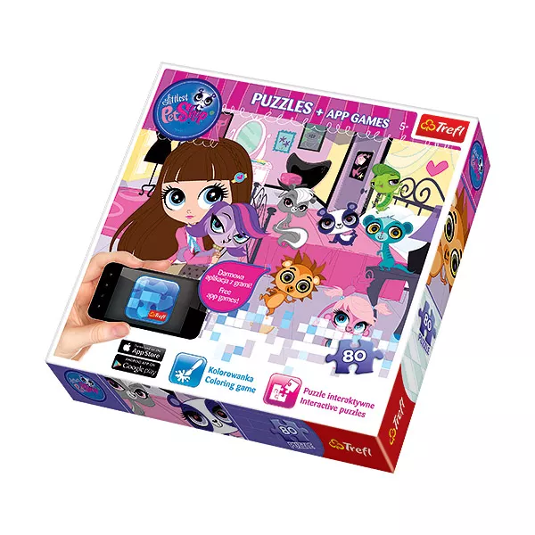 Littlest PetShop: 80 darabos puzzle mobilos alkalmazásokkal - Ajándék Disney hercegnők puzzle