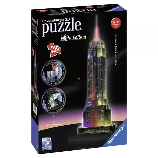 Ravensburger: Empire State Building 216 darabos 3D LED puzzle 49 cm