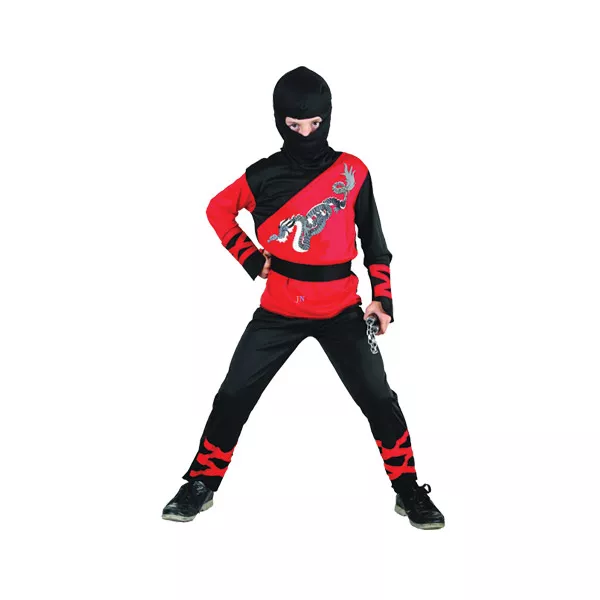 Ninja sárkány jelmez - 110-120-as méret, fekete-piros