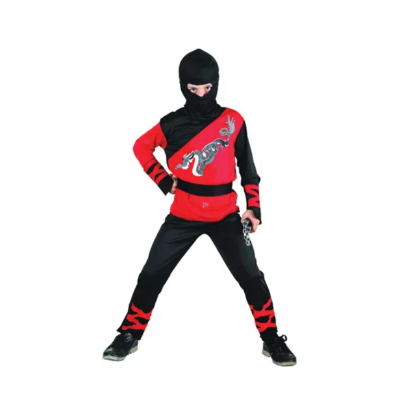 Ninja sárkány jelmez - 120-130-as méret, fekete-piros