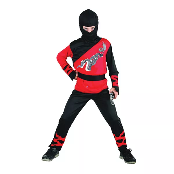 Ninja sárkány jelmez - 130-140-es méret, fekete-piros