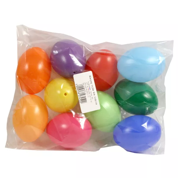 Műanyag tojás 6 cm - 10 darabos, vegyes színek