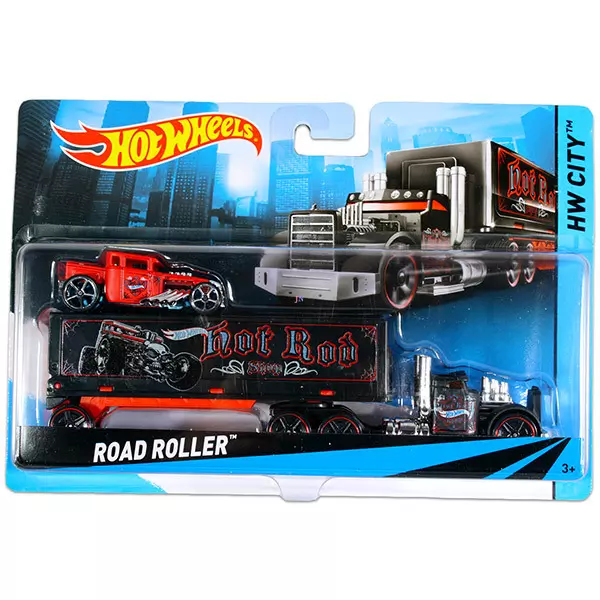 Hot Wheels City: Road Roller fekete autószállító kamion