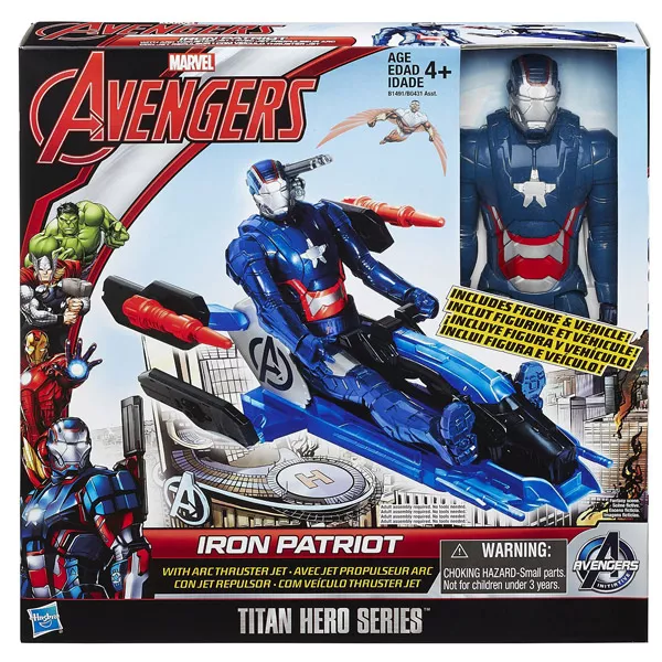 Marvel: Avengers Titan Hero - Figurină Iron Patriot cu vehicul Arc Thruster Jet