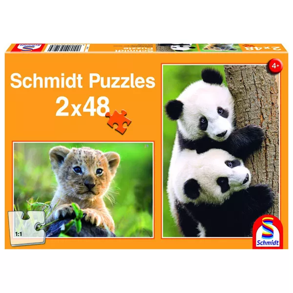 Tigris és pandakölyök 2 x 48 darabos puzzle