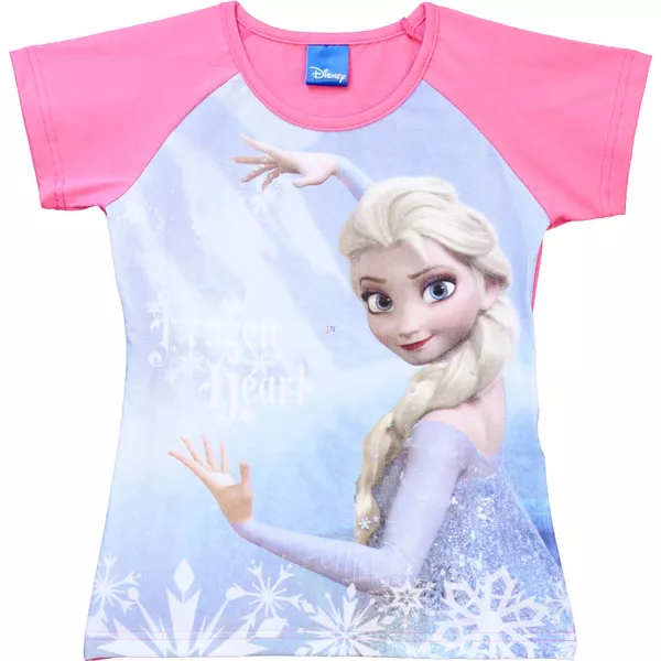 Disney hercegnők: Jégvarázs rövid ujjú póló - 116-122-es méret, rózsaszín