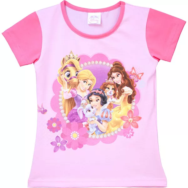 Disney hercegnők: Palota kedvencek rövid ujjú póló - 116-122-es méret, rózsaszín