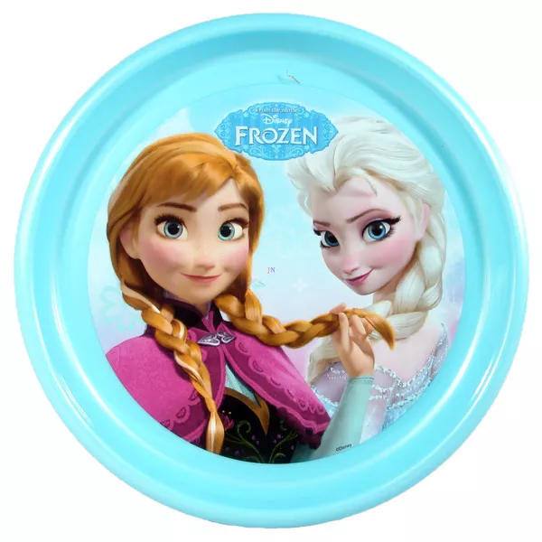 Disney hercegnők: Jégvarázs műanyag lapostányér - világoskék, 23 cm