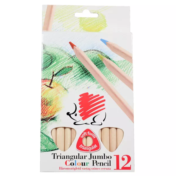 ICO Creioane colorate triunghiulare, groase - 12 buc., natur