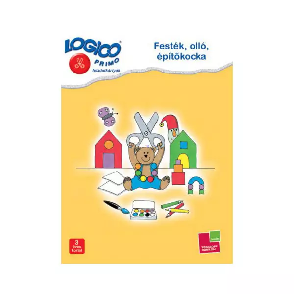 Logico Primo cartonaşe cu sarcini - Vopsea, foarfece, cuburi de construcție - în lb. maghiară