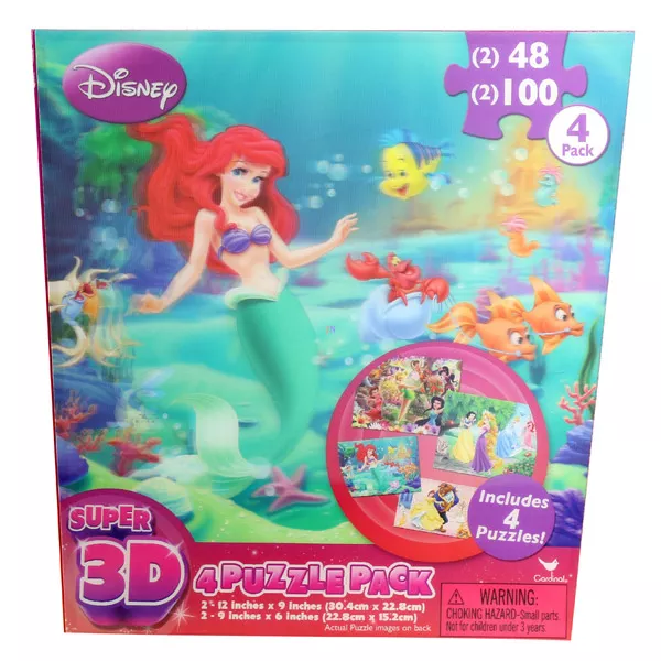 Disney hercegnők: 2 x 48 és 2 x 100 darabos 3D puzzle