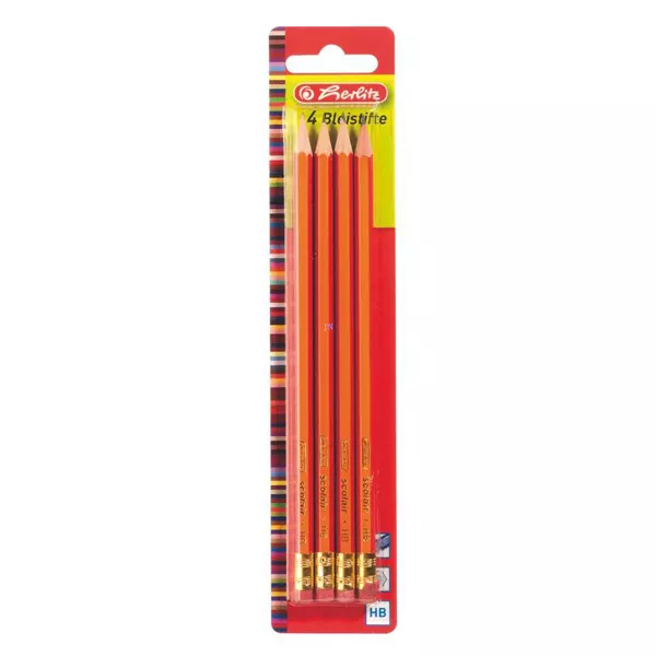 Herlitz 4 darabos HB grafit ceruza radírral