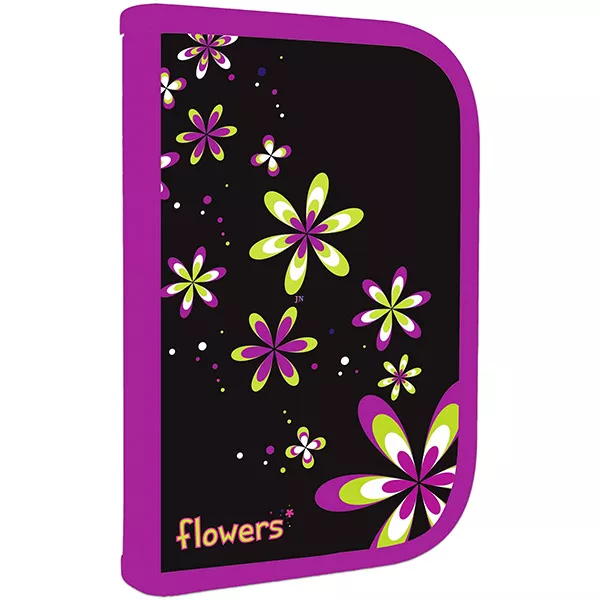 Virágos tolltartó - lila, feltöltött