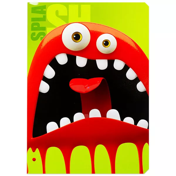 Monster Face A5-ös sima füzet - zöld-piros, 20-32
