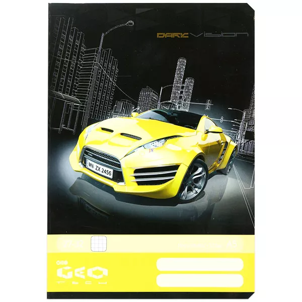 Geo Technic: Sárga sportautó A5-ös négyzetrácsos füzet - 27-32