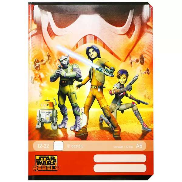 Star Wars: Rebels A5-ös 3. osztályos vonalas füzet - narancssárga, 12-32