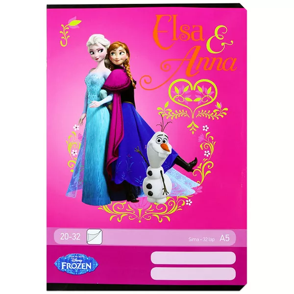 Disney hercegnők: Jégvarázs A5-ös sima füzet - rózsaszín, 20-32