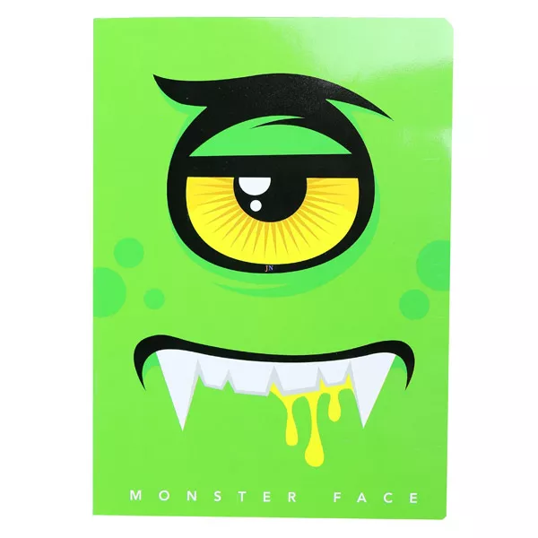 Monster Face A5-ös vonalas füzet 21-32 - zöld