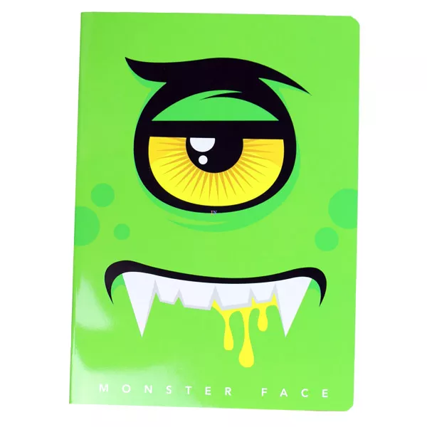 Monster Face A5-ös kockás füzet 27-32 - zöld