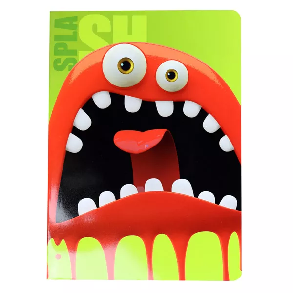 Monster Face A5-ös kockás füzet 27-32 - zöld-piros
