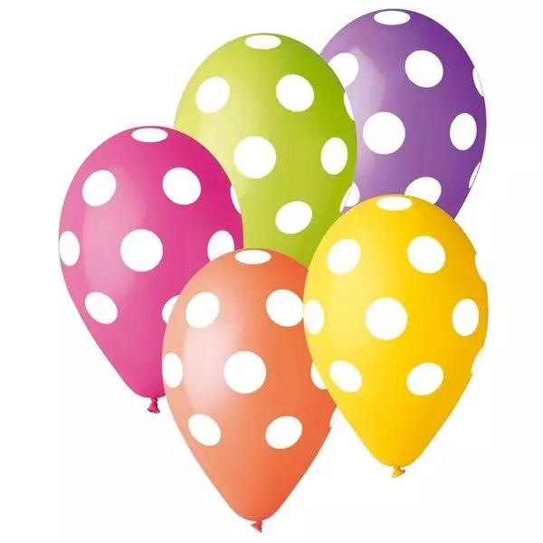 Baloane colorate cu model bulină - 5 buc.