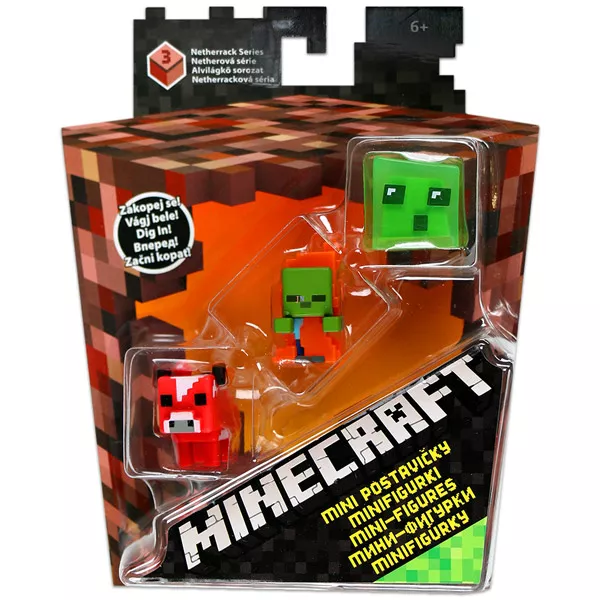 Minecraft: Alvilágkő sorozat 3 darabos mini figura szett - zöld, sárga, piros