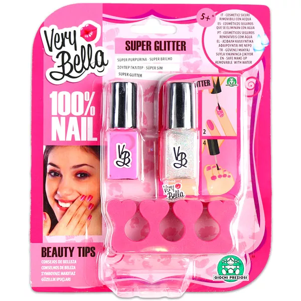Very Bella: Szuper Csillám manikűr szett - Csillám és rózsaszín körömlakk »