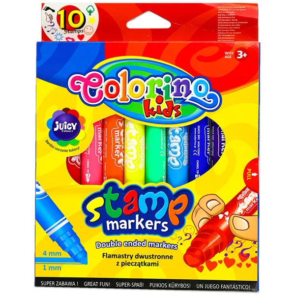 Colorino Kids: 10 db-os nyomda végű filctoll készlet
