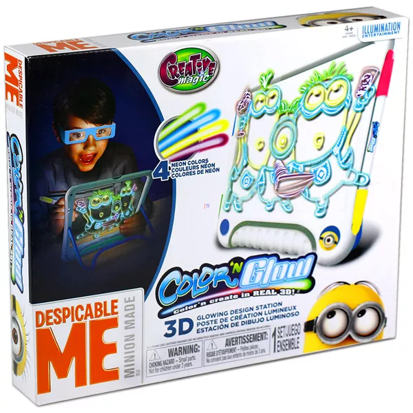 Minyonok: Color N Glow világító rajztábla 3D szemüveggel
