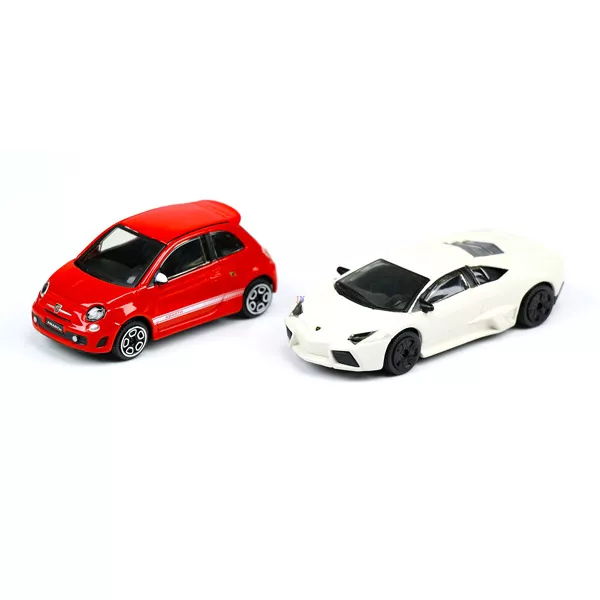 Bburago: kisautók 1:43 - piros Abarth 500 és fehér Lamborghini Reventón