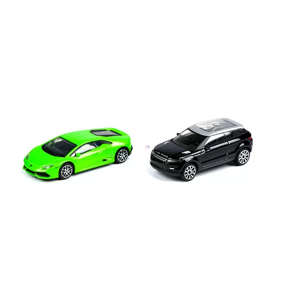 Bburago: kisautók 1:43 - zöld Lamborghini Huracán LP610-4 és fekete Land Rover LRX Concept