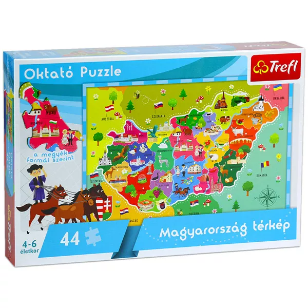 Ungaria - puzzle hartă cu 44 piese, lb. maghiară