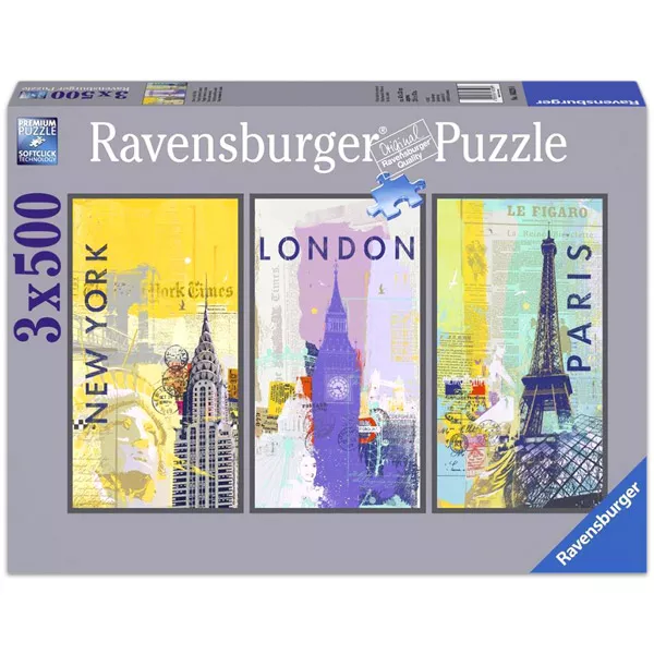 Ravensburger New York, London, Párizs puzzle - 3 x 500 db