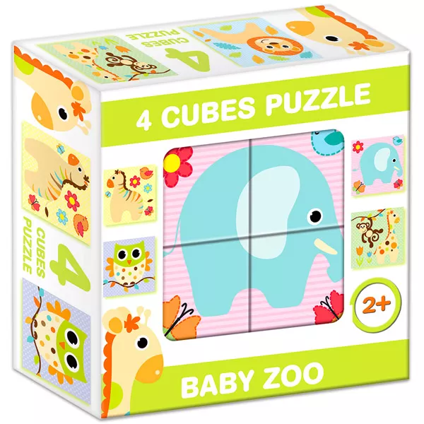Mix Puzzle cu cuburi, 4 piese - Animale sălbatice