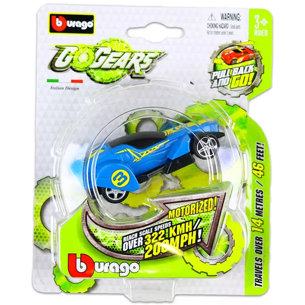 Bburago Go Gears hátrahúzós kisautók - kék versenyautó