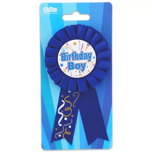 Birthday Boy ecuson cu panglică de zi de naştere - albastru