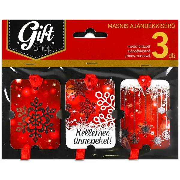 Set cu 3 etichete cadouri cu panglică - roşu