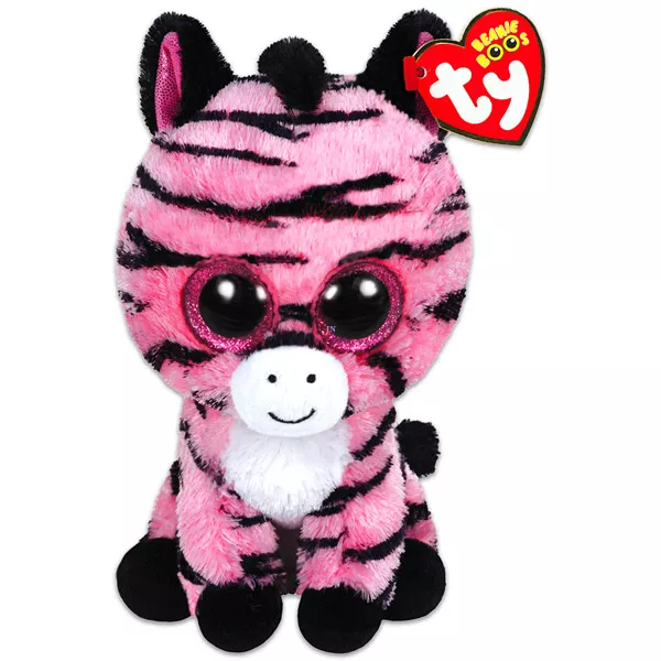 TY Beanie Boos: Zoey zebra plüssfigura - pink, 15 cm-es