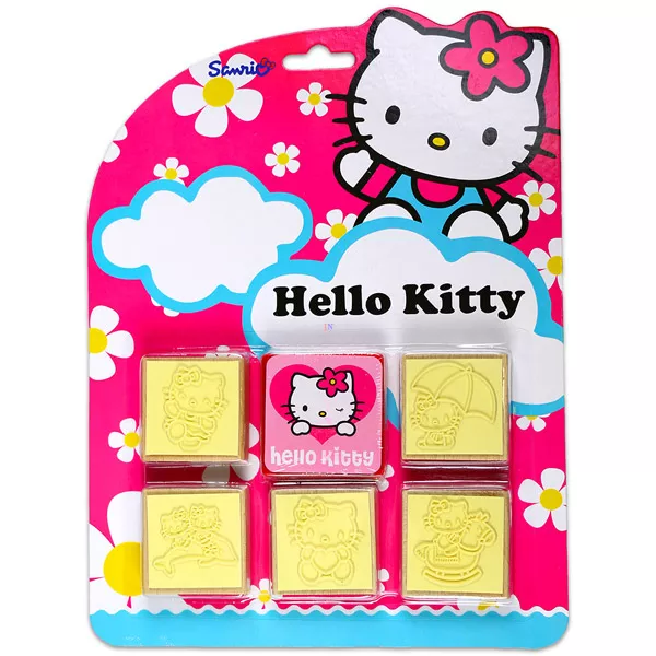 Hello Kitty virágos csattal 6 darabos nyomdakészlet