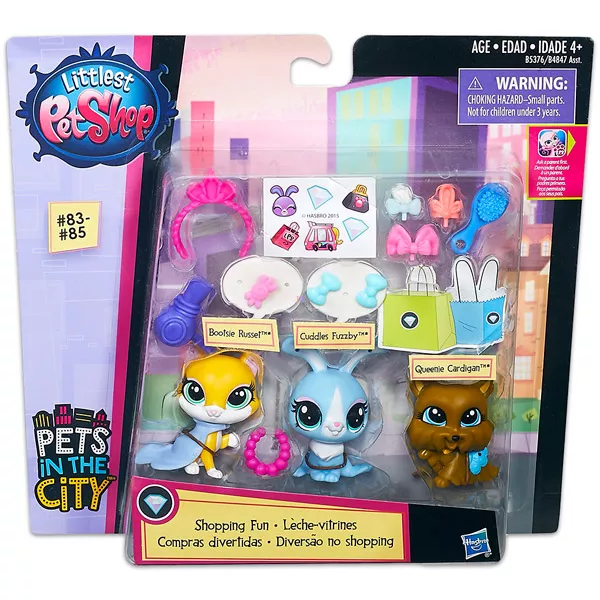Littlest PetShop Shopping figurák: Bootsie, Cudles, Queenie