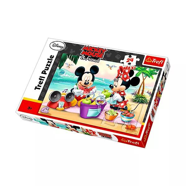 Mickey şi Minnie Mouse la picnic - puzzle maxi cu 24 piese