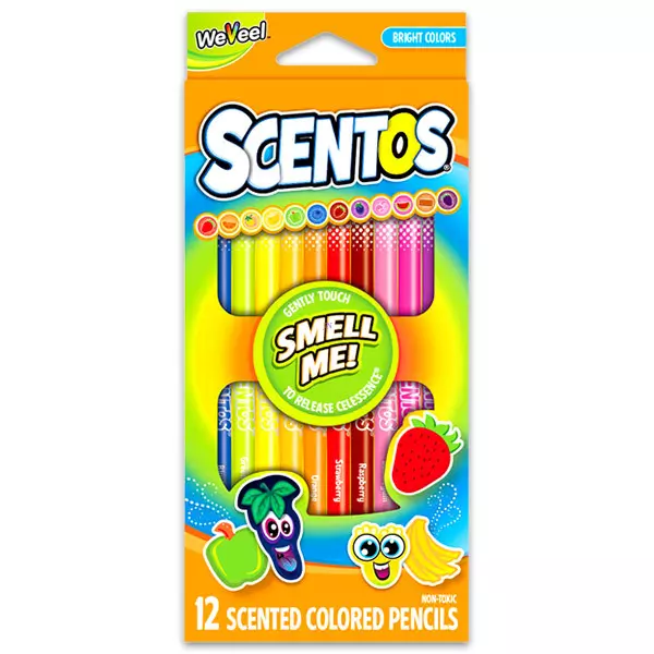 Scentos: Creioane colorate parfumate - 12 buc, culori luminoase