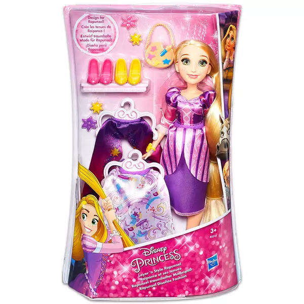 Prinţesele Disney: Păpuşă Rapunzel cu rochie fashion