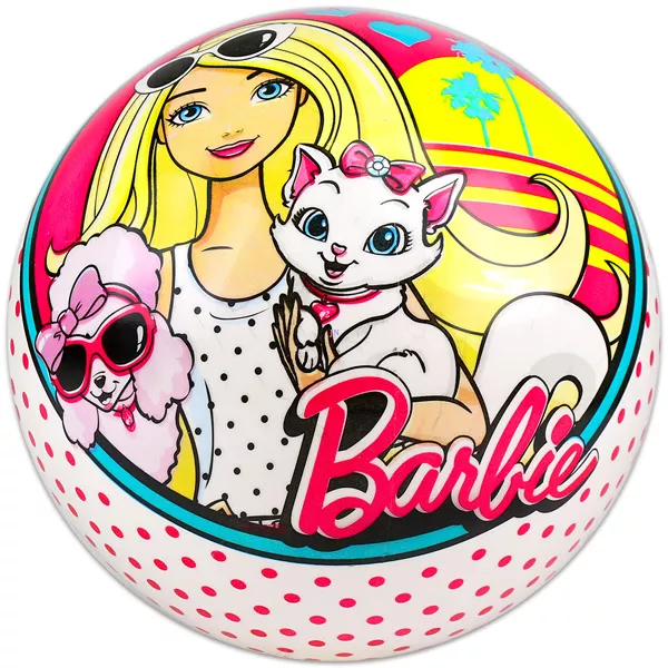 Barbie és kedvencei mintás gumilabda fehér - 23 cm