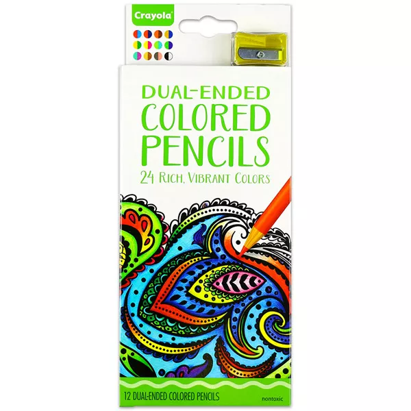 Crayola Kétvégű színes ceruza 12 db-os hegyezővel felnőtt színezőhöz