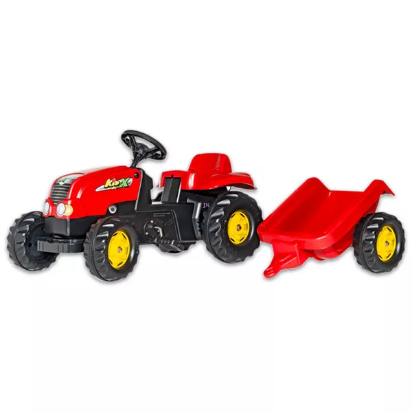Rollykid-X Traktor utánfutóval - piros
